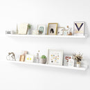Picture Ledge Shelf, Wood Long Floating Shelves for Wall, Set of 2, 56 inch Picture Ledge Shelves, Photo Ledge Nursery Book Shelves Wall Mounted for Living Room Kids' Room Bedroom, Color White by TinyTreasures Baby Boutique