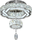 Flashing God Small Crystal Chandeliers Dia 12" Silver Chandelier Flush Mount Ceiling Light for Bedroom Living Room Dining Room Hallway Dimmable 3 Rings LED Celing Lighting Fixtures by CozyNest Decor