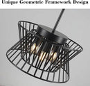 3-Lights Black Pendant Light Vintage Geometric Chandelier Light Fixture Adjustable Metal Lighting Fixtures for Kitchen Room Dining Room Foyer by CozyNest Decor