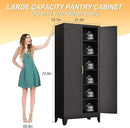 75" Tall Metal Kitchen Pantry Storage Cabinet, Freestanding Cupboard with 2 Doors and 5 Adjustable Shelves, Standing Storage for Kitchen, Bathroom, Garage, Dinning Room or Utility Room（Black） by CozyNest Decor