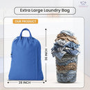 LFH Home Cotton Canvas Large Laundry Bag with Handle, Heavy Duty Drawstring Closure Washable Laundry Bags, School Travel, Home, Hotel, College Dorm, Organizer Sack, Toys Clothes 28x36-Sky Blue by TinyTreasures Baby Boutique
