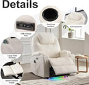 AHMED Power Recliner Chair with Vibration Massage & Heat for Adults, Faux Leather Home Theater Seating with Cup Holders/LED Lights/USB Ports/Side Pockets for Living Room, Beige by CozyNest Decor