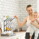 GoMaihe Baby Bottle Drying Rack: Space Saving Vertical Bottle Dryer Holder - Baby Accessories Storage Stand Organize Brushes Pacifiers on Countertop - BPA-Free - Gray by TinyTreasures Baby Boutique