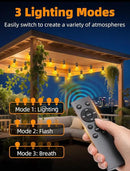 Outdoor Patio String Lights: S14 Shatterproof Bulb Outside Waterproof Light - 50Ft 15M Remote Dimmable Connectable Hanging Outdoor Electric Lighting - Garden Backyard Yard Gazebo Porch Party by CozyNest Decor