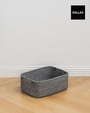 KALLAX Small Woven Basket, 13.5 x 9.5 x 5 Inches, Storage Basket for Organizing, Cute Small Rope Shelf Closet Cube Storage Bins Baskets for Shelves, Dog Toy Gift Baskets Empty, 3 Pack Mixed Black by TinyTreasures Baby Boutique