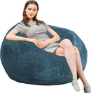 Bean Bag Chair 3Ft Luxurious Faux Rabbit Fur Memory Foam Bean Bag Chairs for Adults/Teens with Filling,Ultra Soft Faux Fur Fabric, Round Fluffy Sofa for Living Room Bedroom College Dorm (Blue) by TinyTreasures Baby Boutique