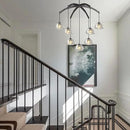 Modern Crystal Chandeliers, Black Round Chandelier for Dining Room, Large Arc Chandelies for Living Room, 7-Light Dining Room Light Fixture 34" Pendant Light Chandelier for Staircase Bedroom by CozyNest Decor