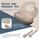 10 Pack Silicone Baby Feeding Set, Toddlers Led Weaning Feeding Supplies with Suction Baby Bowl Divided Plate Adjustable Bib Soft Silicone Spoon Fork, Infant Self Eating Utensil Set (Gray, Khaki) by TinyTreasures Baby Boutique