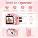 Kids Camera, Toys for Toddlers Age 3-8 Year Old Girl Christmas Birthday Gifts, Children Digital Camera with Cartoon Soft Silicone Cover and 32GB Card (Sakura Pink) by TinyTreasures Baby Boutique