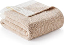 Snuggle Sac Twin Size Beige Blankets for Bed, Super Soft, Warm, Cozy Knit Fuzzy Plush Blankets Oversized for Sofa, Living Room, Heather Beige, 60"x80" by TinyTreasures Baby Boutique