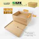 Stackable Bamboo Drawer Organizer Set – 2 Boxes with 1 Lid | Wood-Laminated Trays for Kitchen Utensils, Silverware & Flatware – Fits Cabinets, Pantry, Bathroom & Office | 14.6"x10.2" (2-Pack) by CozyNest Decor