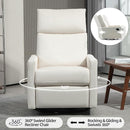 Swivel Rocker Recliner Chair, Upholstered Fabric Nursery Rocking Glider Chair with Adjustable Backrest and Footrest, Lay Flat Recliner Single Lazy Sofa for Living Room(Beige) by TinyTreasures Baby Boutique