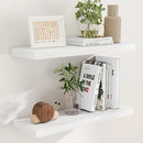 Fun Memories White Floating Shelves 32 Inch Long, 9 Inch Deep Floating Bookshelf Wall Mounted, Farmhouse Wood Shelves White for Bathroom, Living Room, Bedroom, Home Decor Deep Shelf for Wall Set of 2 by CozyNest Decor