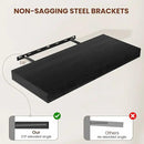 Black Floating Shelves for Wall 24 Inches Long, 12" Deep Wall Shelves 2" Thick, Heavy Duty Shelf for Bedroom, Bathroom, Living Room, Kitchen, Office, Home Decor, Modern Shelf Set of 2, 24" X 12" X 2" by CozyNest Decor