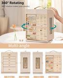 AKOZLIN Jewelry Box 360° Rotating 6-Tier Functional Jewelry Storage Case Organizer for Women Girls Ring Necklace Earring Bracelet Holder with Mirror by TinyTreasures Baby Boutique
