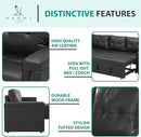 Naomi Home Jenny Sectional Sofa Sleeper with Storage Chaise, Tufted Pull Out Couch with Storage, L-Shaped Reversible Sleeper Sofa with Storage, Black,Air Leather by CozyNest Decor