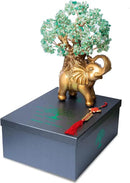 Green Aventurine Crystal Money Tree on Gold Elephant Statue, 17”Large Gemstone Bonsai Tree of Life Home Décor Gifts for Wealth Positive Energy, Feng Shui Décor by GreenHaven Gardens