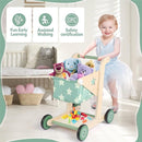 Asweets 2 in 1 Wooden Baby Walker Push and Pull Doll Stroller, Shopping Cart Learning Walker for Boys and Girls, Sit Stand Learning Toddler Toy (Green) by TinyTreasures Baby Boutique