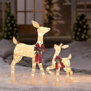 2 Pcs Reindeer Christmas Decoration, Xmas Lighted White Shimmering Doe and Fawn Display Set with 105 Warm White Lights for Yard Lawn Indoor Outdoor by CozyNest Decor