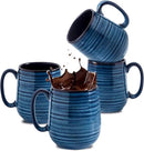 Hasense Coffee Mug Set of 4, 12 Ounce Ceramic Coffee Cups with Handle, Large Mug Set for Coffee, Tea, Chocolate, Modern Mug Gift for Men and women, Dishwasher & Microwave Safe(Blue) by CozyNest Decor