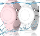 R-fun Waterproof for Air Tag Bracelets [2 Pack] Compatible with Apple Air Tag Finders with Soft Silicone,Anti Lost GPS Item Finders Case Cover,White/Pink by TinyTreasures Baby Boutique