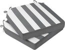 AAAAAcessories Outdoor Seat Cushions for Chairs, Waterproof, Fade-Resistant Patio Furniture Replacement Cushions, 17" x 16" x 2", Set of 2, Gray Cabana Stripe by GreenHaven Gardens