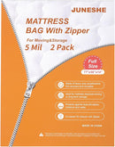 2 Pack Full Mattress Bags for Moving and Storage-5 Mil Zipper Plastic Waterproof Mattress Storage Bags by TinyTreasures Baby Boutique