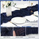 12 Pack Navy Blue Cheesecloth Table Runner 10FT Boho Fabric Rustic Cheese Cloth Table Runner for Wedding Bridal Shower Baby Shower Gauze Sheer Birthday Party Table Decorations 20 x 120 Inch Long by CozyNest Decor