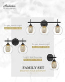 Black Wall Sconce Set of 2, Bathroom Vanity Light Fixture with Clear Glass and Honeycomb Metal Shade, Sconces Wall Lighting for Mirror Bedroom Hallway, AD-22001-1W2-BK by CozyNest Decor