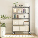 IZEUK 5-Tier Storage Shelving Unit with Wheels, Adjustable Heavy Duty Steel Wire Rack Organizer (Black, 17.7" D x 47.2" W x 76.7" H, 1750 lbs Capacity) for Garage, Kitchen, Office, Laundry, Basement by CozyNest Decor