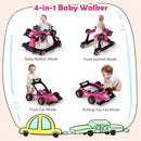 HONEY JOY 4-in-1 Baby Walker, Activity Push Walker w/3 Adjustable Heights, Smooth Wheels w/Adjustable Speed, Padded Seat, Music & Light, Foldable Car Walker for Baby Boys Girls Age 6 Months+ (Pink) by TinyTreasures Baby Boutique