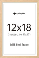 upsimples 12x18 Frame, Natural Solid Wooden Picture Frames, Display 11x17 with Mat or 12 x 18 Without Mat, Vertical or Horizontal Wall Hanging, 1 Pack, Natural by CozyNest Decor