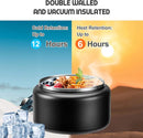 13.5oz Soup Thermo for Hot Food Kids with Buckle Lid Insulated Vacuum Food Jar Wide Mouth Leakproof Stainless Steel Lunch Container (Black) by TinyTreasures Baby Boutique