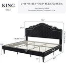 Allewie King Bed Frame with Adjustable Velvet Tiara Headboard, Upholstered Diamond Button Tufted Platform Bed, Wood Slats Support, No Box Spring Needed, Mattress Foundation, Easy Assembly, Black by CozyNest Decor