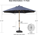 PURPLE LEAF 11 Feet Patio Umbrella Outdoor Table Umbrella Round Aluminum Market Umbrella with 8 Sturdy Ribs & Crank Commercial Outdoor Umbrellas for Garden Deck Patio, Navy Blue by GreenHaven Gardens