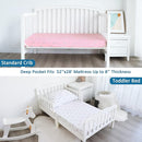 Girl Crib Sheets 4-Pack, Fitted Sheets 52'' x 28'' for Standard & Toddler Mattress, Soft Breathable Material, Neutral & Pink by TinyTreasures Baby Boutique