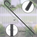 J Hook Rebar Stakes 36 Inch 3/8 Inch Diameter Steel Tent Stakes Heavy Duty Chain Link Fence Stakes Trampoline Stakes with Chisel Point End Metal Stakes for Ground, Canopy Swing Set, Black (16 Pcs) by CozyNest Decor