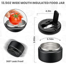 Soup Thermo for Hot Food Kids 13.5oz Lunch Containers with Buckle Lid Wide Mouth Hot Food Jar Vacuum Insulated Stainless Steel Bento Box Leakproof with Spoon(Black) by TinyTreasures Baby Boutique