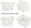 Sungmor Heavy Duty Cast Iron Planter Basket w/Non-Woven Growing Bag, Unique Shape & Beautiful Pattern Design, Hollow Orchid Flower Pot Garden Tools Holder, Rust White French Country Decor Container by CozyNest Decor