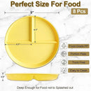 Divided Plates for Adults (8 Packs), Unbreakable Portion Control Plate Sectioned with Dividers, 9 Inch Plastic Food Separator Dinner Plates Lightweight Compartment BPA Free Reusable Microwave Safe by CozyNest Decor