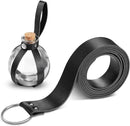 Boao Potion Bottles with Cork Set Dark Magic Cork Round Potion Bottle with Leather Belt Clear Glass Large for Halloween Costume Props DIY Crafts Decorative, 200 ml(Black) by CozyNest Decor