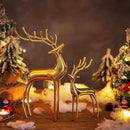 Sziqiqi Reindeer Figurine Statues Deluxe Set of 2, Christmas Deer Pure Copper Heavy Reindeer Ornaments for Home Decor Accents Living Room Office Bookself Tabletop Mantle Christmas Decoration, Gold by CozyNest Decor