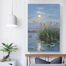 Landscape poster artwork art poster natural landscape painting reed marsh under the moonlight suitable for living room bedroom home wall by CozyNest Decor