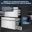 Outdoor Drawer Refrigerator, 24 Inch Undercounter Beverage Cooler Fridge with Stainless Steel Seamless Door Can Hold 154 Cans w/Powerful Cooling Compressor for Kitchen and Commercial by CozyNest Decor