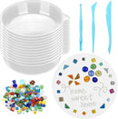 24 Pcs Stepping Stone Kit Includes Concrete Mold, Mosaic Tiles and Carving Tools, DIY Craft Handmade Stepping Stone Kit for Kids, Family, Garden Outdoor Decor, No Concrete Mix (Round,12 Inch) by GreenHaven Gardens
