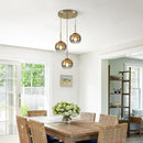 KCO Lighting 3 Light Globe Cluster Pendant Light Modern Glass Cluster Chandelier Gold Glass Pendant Light Fixture Mid Century Dining Room Chandelier Multi Pendant Light Fixture by CozyNest Decor