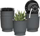 T4U African Violet Pots, 4 Inch Self Watering Pots for Indoor Plants, 6 Pack Small Planters, Durable Charcoal Gray Plastic Small Pots for Indoor Plants, Flower by GreenHaven Gardens
