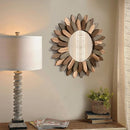 Honiway Boho Wall Decor 12 inch Decorative Mirror with Rustic Wood Sunburst Frame, Perfect for Bedroom, Living Room, Bathroom, Kitchen by CozyNest Decor