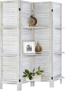 Room Divider with Shelves, Privacy Screen, Room Dividers and Folding Privacy Screens, 4 Panel Wood Temporary Wall Partition Separation Separator, Coconut by CozyNest Decor