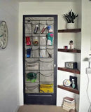 Extra Large Hanging Crystal Clear Over Door Shoe Organizer, Closet Shoe Rack with 12+6 Pockets, 8 Hooks, Grey (59"x 21.6") by CozyNest Decor